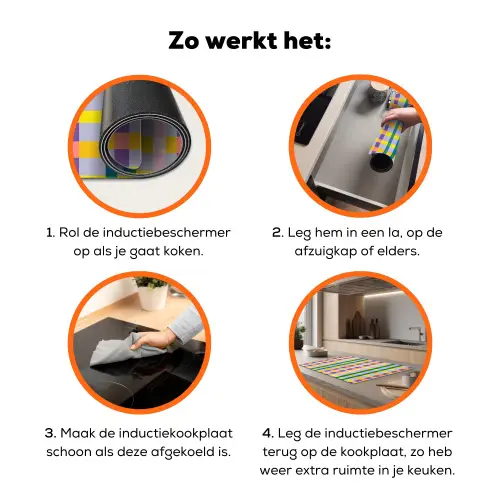 Ruit - Patroon - Kleurrijk Inductie beschermer vinyl 3mm klein 276 -zzzzzzz-td-werking