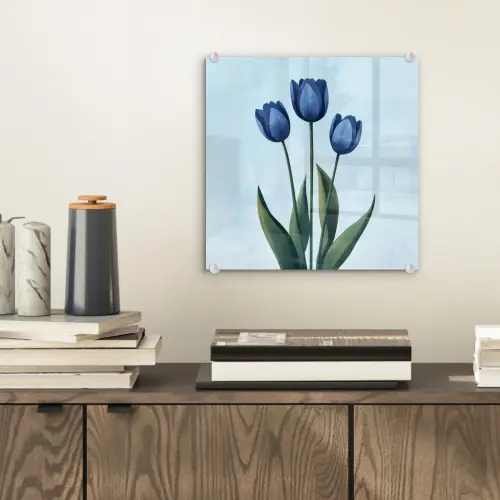 Tulpen - Blauw - Bladeren plexiglas 5mm klein -sfeer1