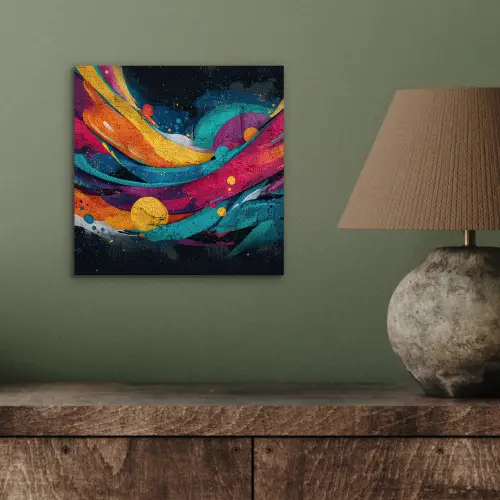 Banen - Golven - Kleurrijk - Abstract aluminium wit klein -sfeer2