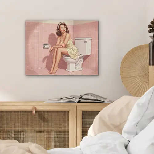 Roze - Retro - Vrouw PET vilt klein -sfeer3