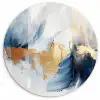 Goud - Blauw - Watercolor - Kunst - Modern Wandcirkel kunststof plaat 5mm dik klein -3d