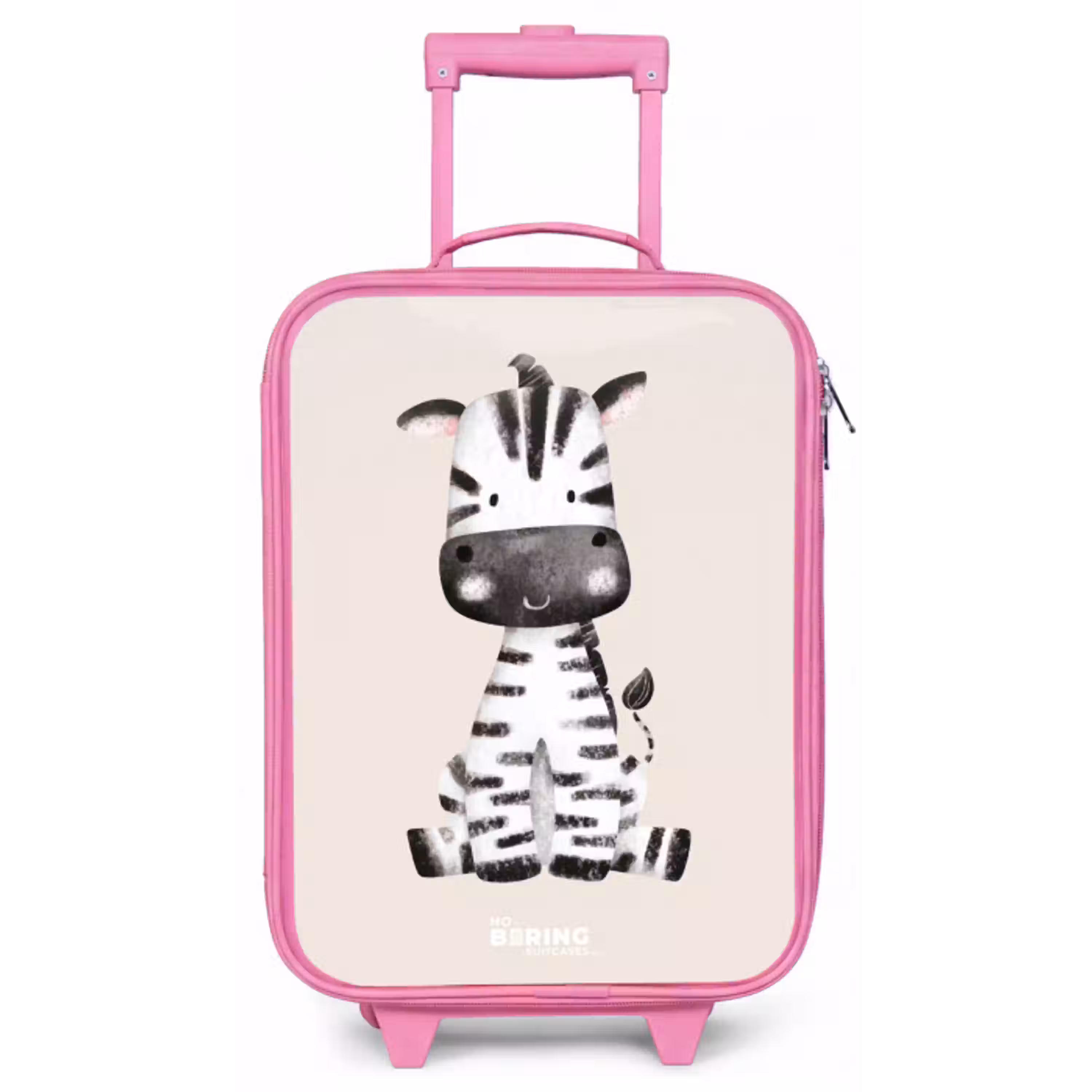 Zebra portrettekening met beige achtergrond Kinderkoffer - Roze klein -zz3dotto