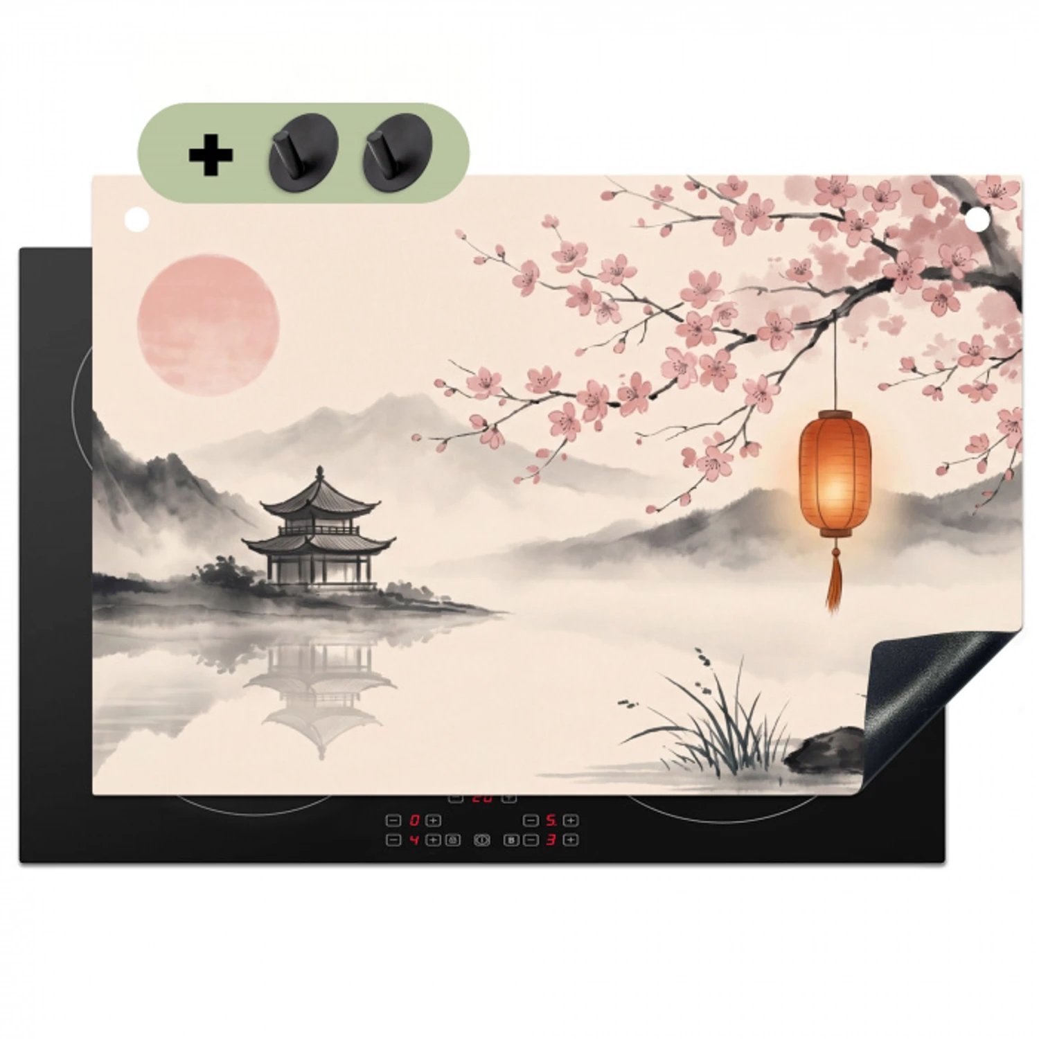 Zon - Japans - Traditioneel Inductie beschemer met haakjes klein -3d