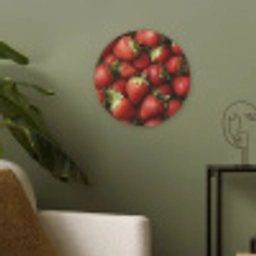 Aardbei - Fruit - Rood Akoestische PET Vilt - Rond klein -sfeer2