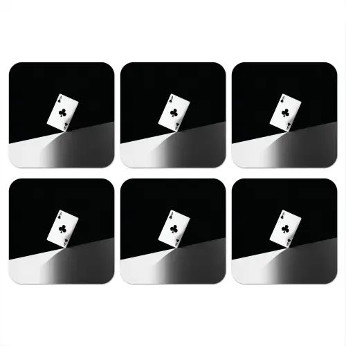 Speelkaart - Klaver - Abstract - Zwart onderzetter kurk middel -3d