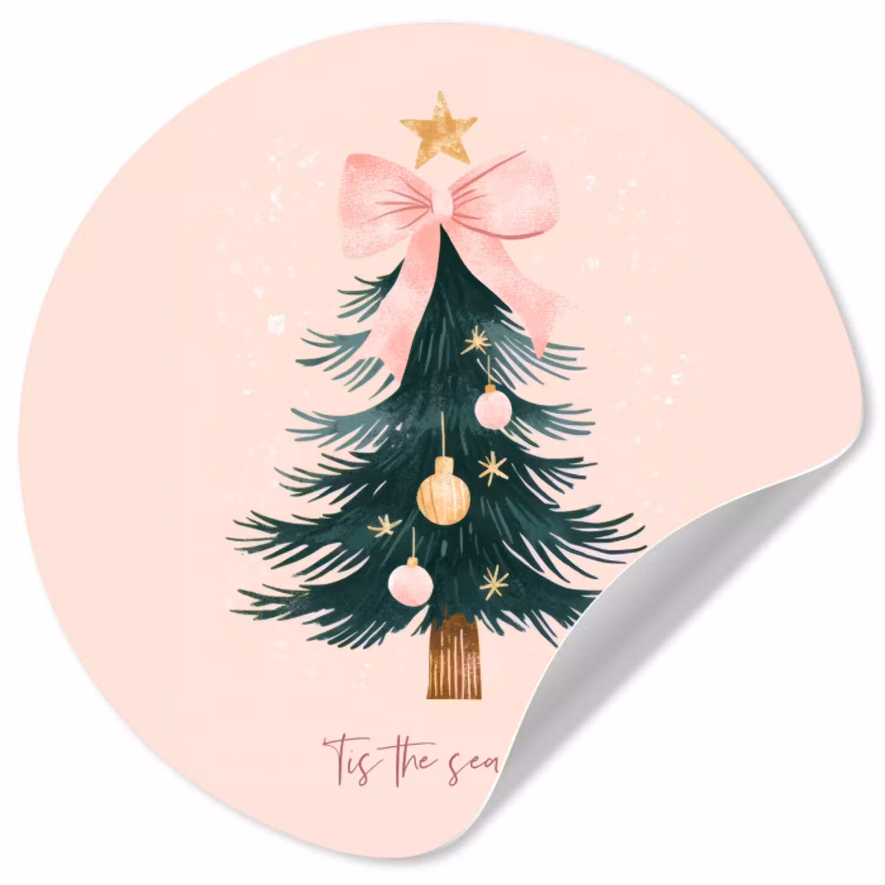 Christmas Season - Kerst - Kerstboom - Roze Wandcirkel behangsticker klein -3d