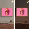 Felroze - Tanden - Schedel Light Box met batterij (Wandlamp) middel -sfeer3