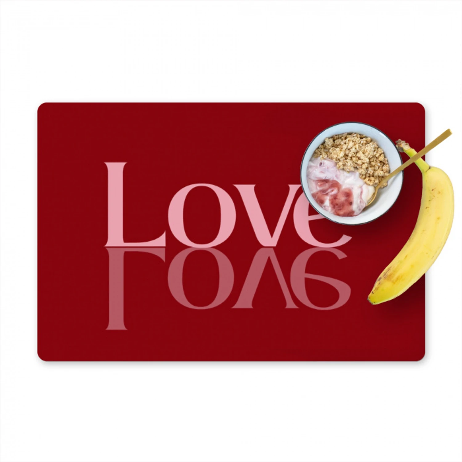 Love - Spiegeling - Rood Placemat vinyl groot -zzzproduct_Kitchenyeah-website