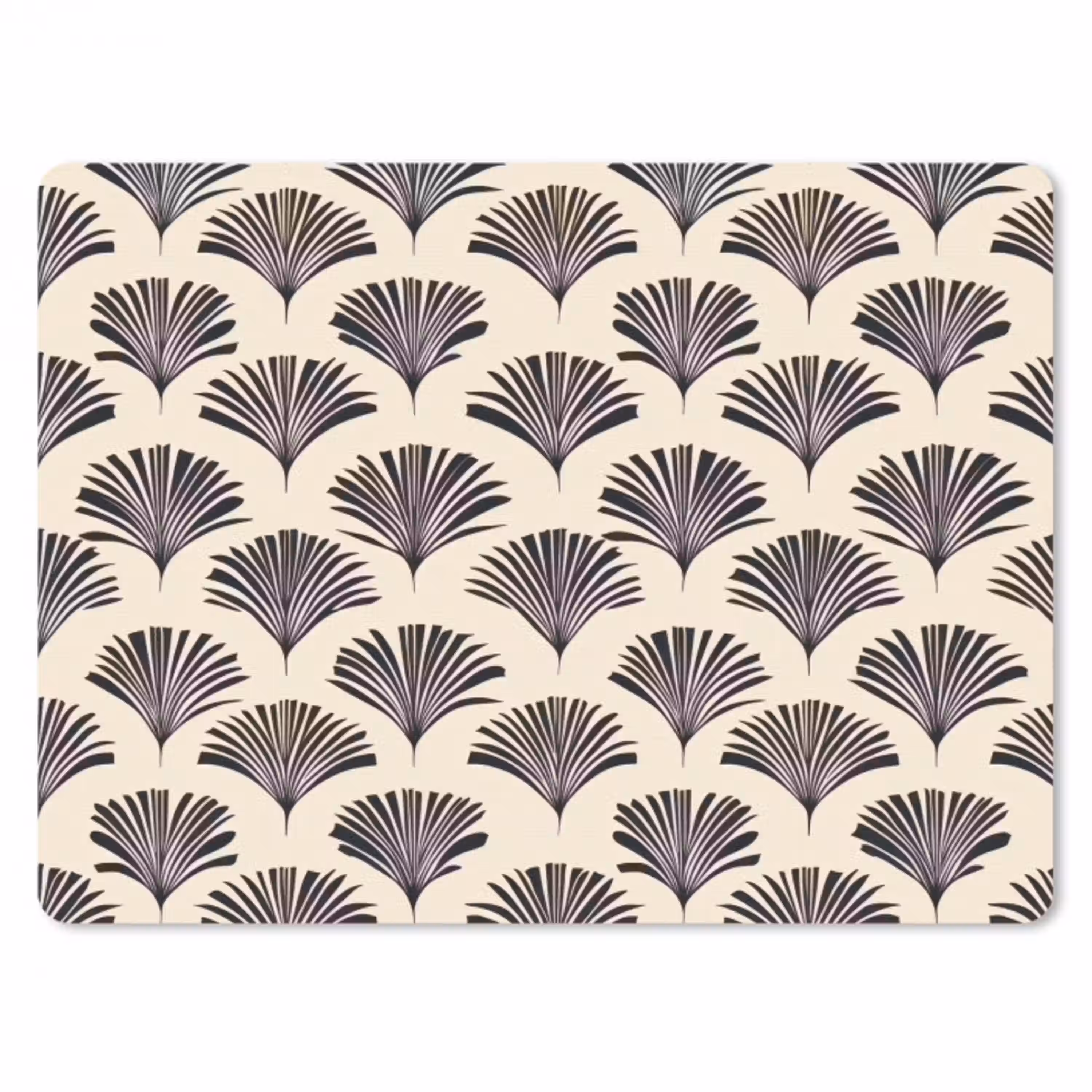 Waaiers - Botanisch - Zwart - Beige muismat rubber klein 262 -3d
