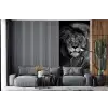Leeuw - Ogen - Oranje - Zwart wit - Dieren - Portret fotobehang vinyl groot -bank