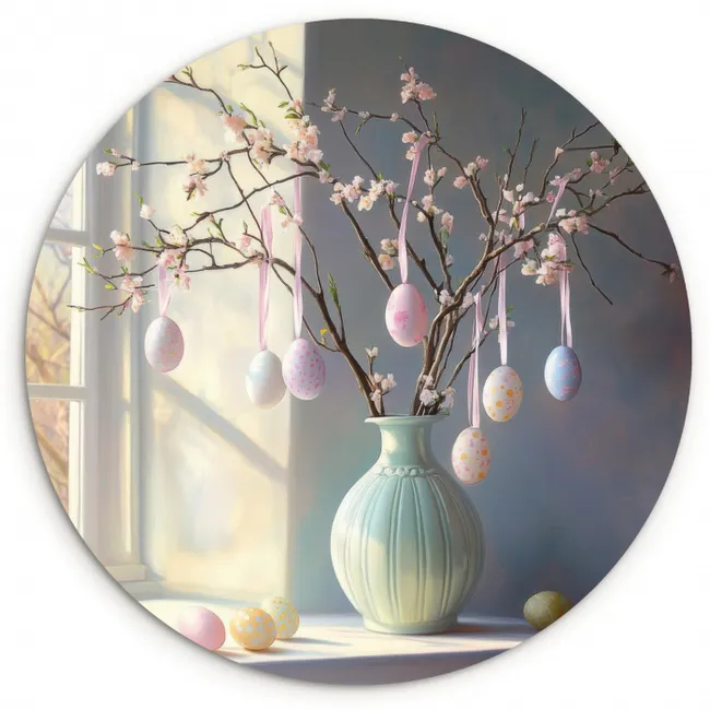 Stilleven - Vaas - Paastak KitchenYeah - Keuken - Wandcirkel Forex klein -3d