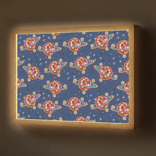 Disco - Blauw - Patroon Light Box met batterij (Wandlamp) middel 907 -z3d_website