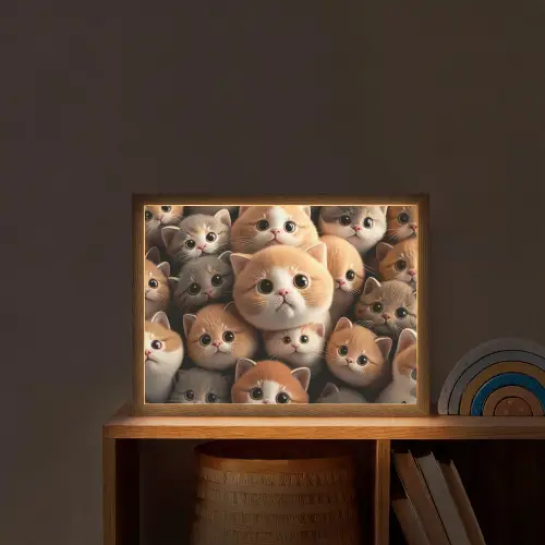 Katten - Huisdieren - Kitten - Design - Jongens - Meisjes Light Box met batterij (Wandlamp kind) middel -sfeer1_kind