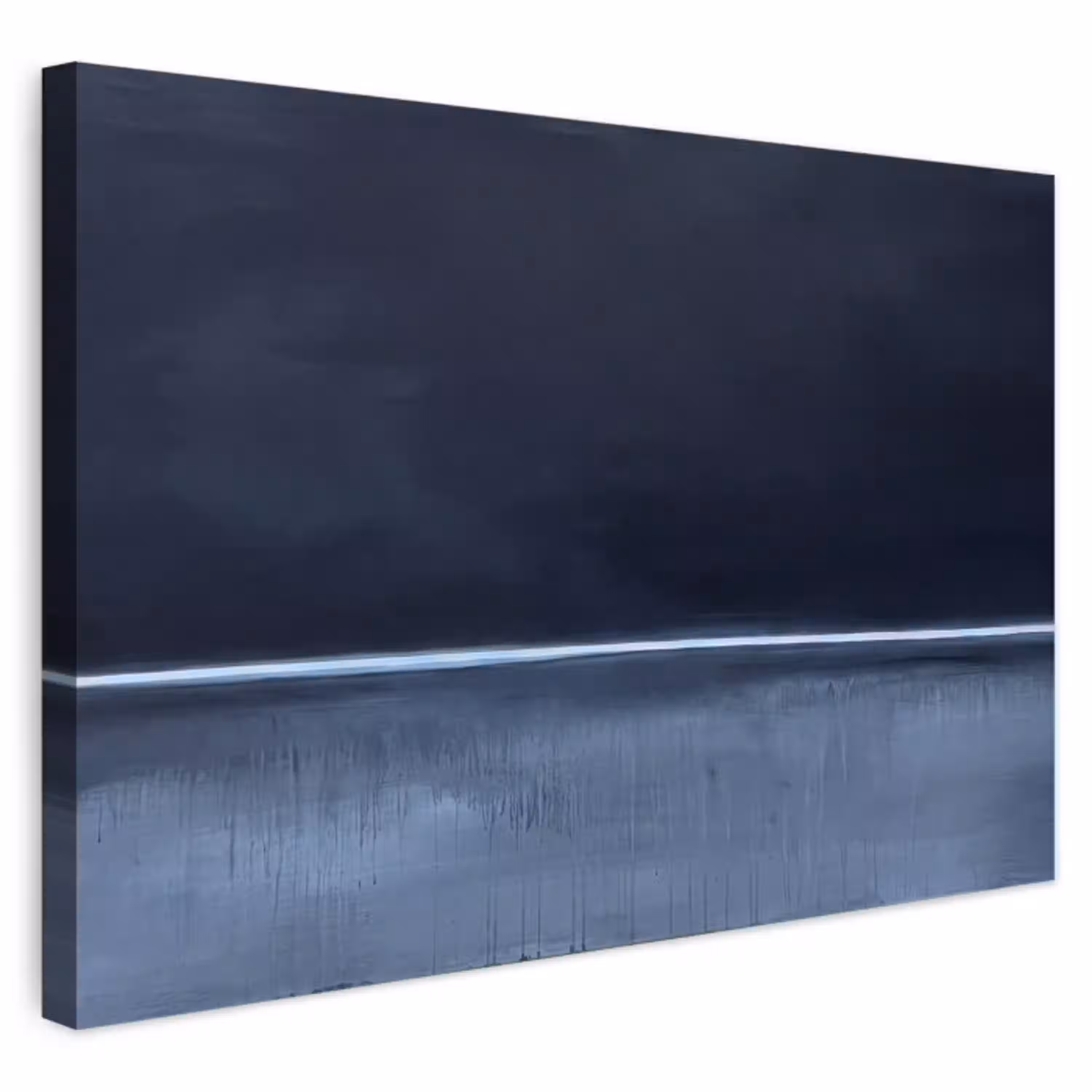 Abstract - Horizontale lijn - Minimalistisch - Donkerblauw - Kunst Tuinposter op houten frame 2 cm dik klein -3d