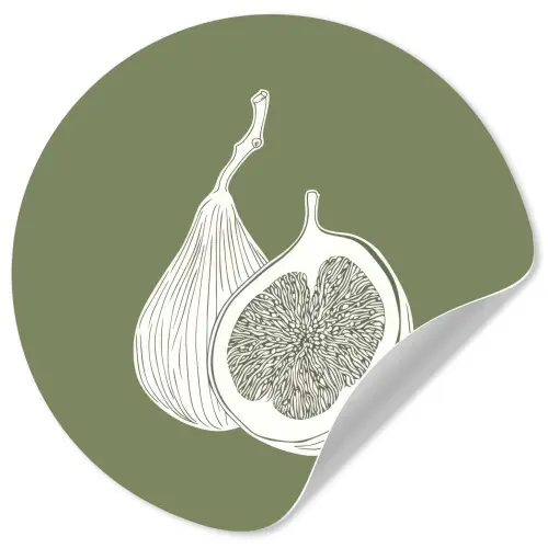 Vijgen - Minimalistisch - Getekend - Mosgroen Wandcirkel behangsticker klein -3d
