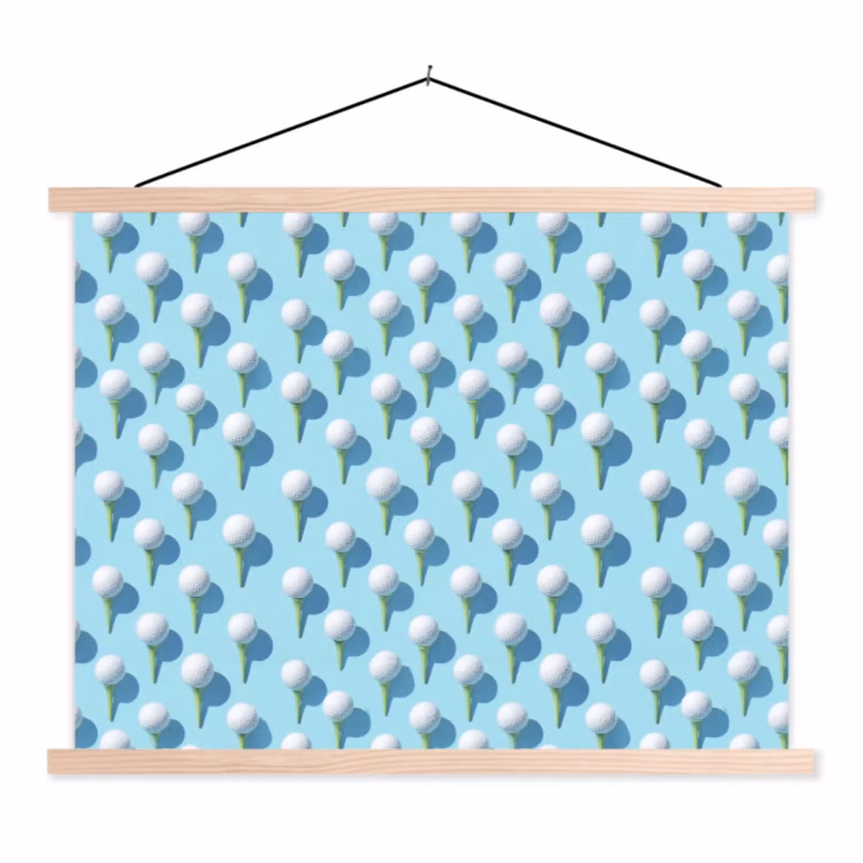 Golf - Ballen - Blauw textielposter latten blank klein 122 -3d
