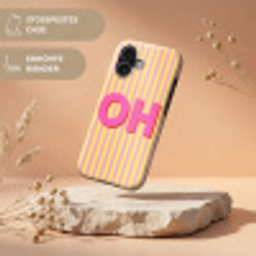 Tekst - Strepen - Roze Toughcase MagSafe Apple iPhone 17 klein -USP_RandenV_DE