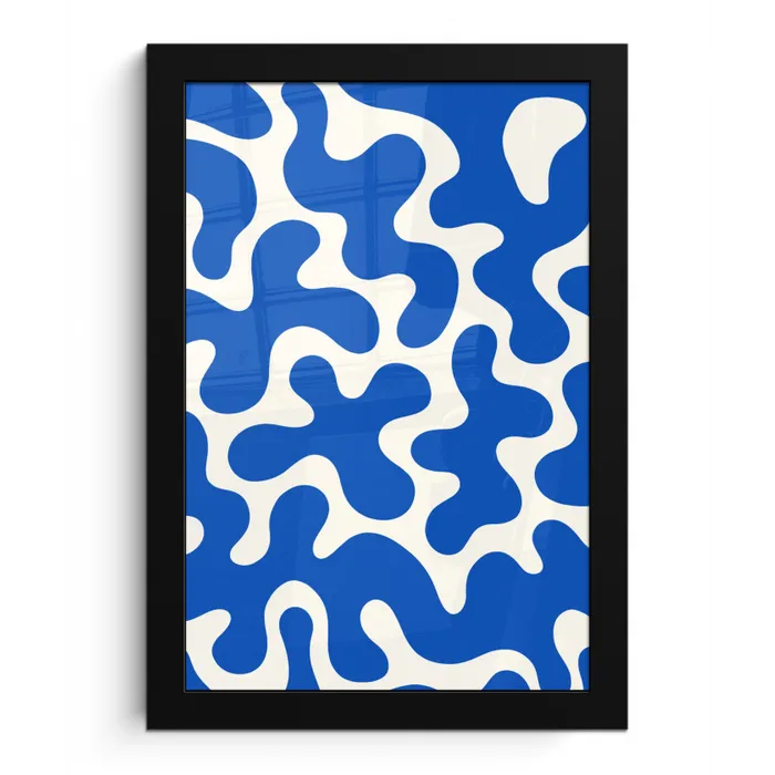 Vormen - Abstract - Blauw - Golven fotolijst zwart zonder passe partout klein -3d