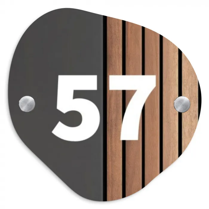 Hout en antraciet - Traditioneel Naambord Organisch middel -3d