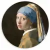 Meisje met de Parel - Schilderij van Johannes Vermeer Wandcirkel kunststof plaat 5mm dik klein -3d