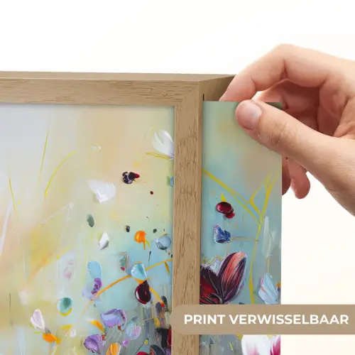Olieverf - Bloemen - Kleurrijk - Natuur Light Box met batterij (Wandlamp) middel -USP_websiteprintNL
