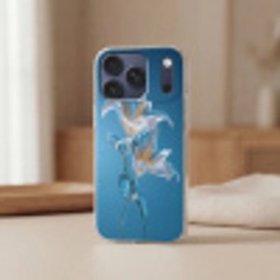 Lelies - Blauw - Glazen Telefoonhoesje iPhone 17 Pro klein -sfeer2