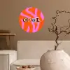 Zebraprint - Grafisch - COOL - Oranje Wandcirkel behangsticker klein -sfeer1