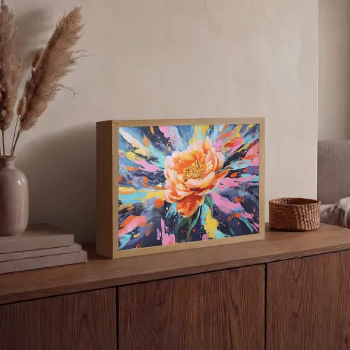 Bloemexplosie - Felle spatten - Dynamisch Light Box met batterij (Wandlamp) middel -sfeer2