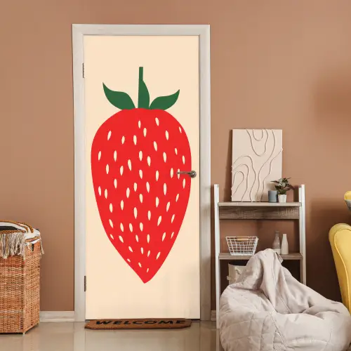 Aardbei - Rood - Modern - Boho deurposter klein -sfeer1
