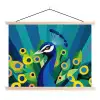 Pauw - Cirkels - Blauw textielposter latten blank klein -3d