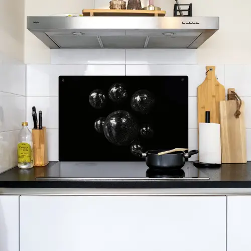 Discoballen - Minimalistisch - Zwart Inductie beschemer met haakjes klein -sfeer2