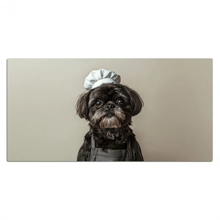 Kokskleding - Zwart - Hondje Muismat XXL klein -3d_leeg
