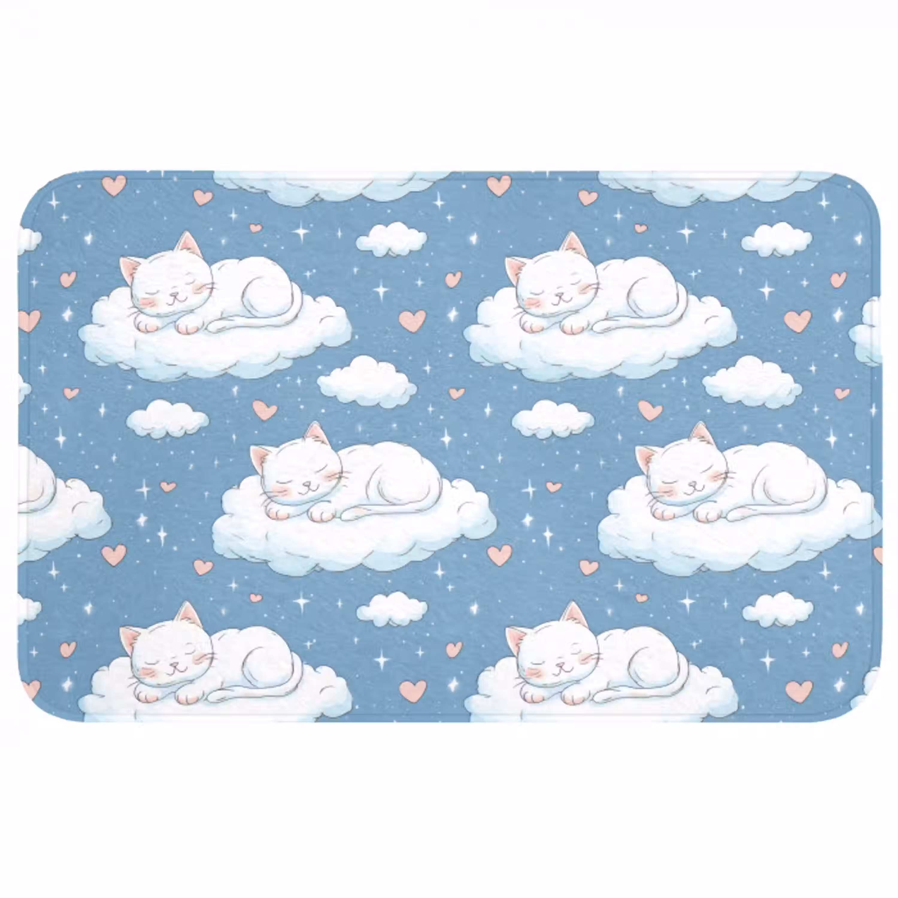 Kitten - Wolken - Blauw Badmat middel 997 -3d