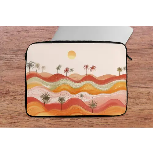 Abstract landschap - Palmbomen - Kleurrijk laptophoes neopreen klein -tafel