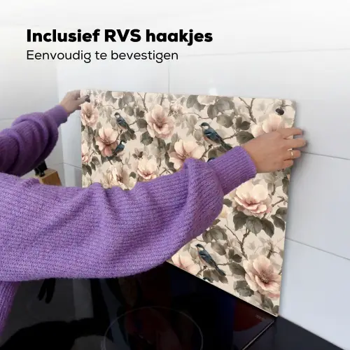 Klassiek - Vogels - Kleurrijk Inductie beschemer met haakjes klein 777 -ky-ophangen-nl