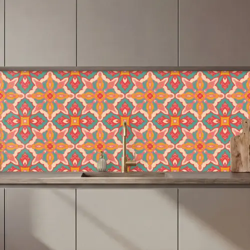 Patroon - Hippie - Oranje keuken achterwand 2 middel 871 zz_3dshopping