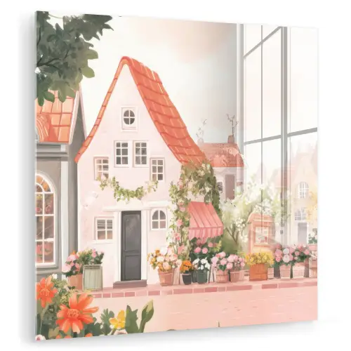 Bloemen - Huizen - Dorp plexiglas 5mm klein -zzzproduct_nieuw