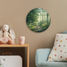 Bos - Pad - Zon - Bomen - Groen - Natuur Wandcirkel kunststof plaat 5mm dik klein -tsfeer1_kind