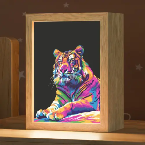 Tijger - Kleurrijk - Dieren - Zwart - Neon Light Box met kabel klein -zzz_3d_website