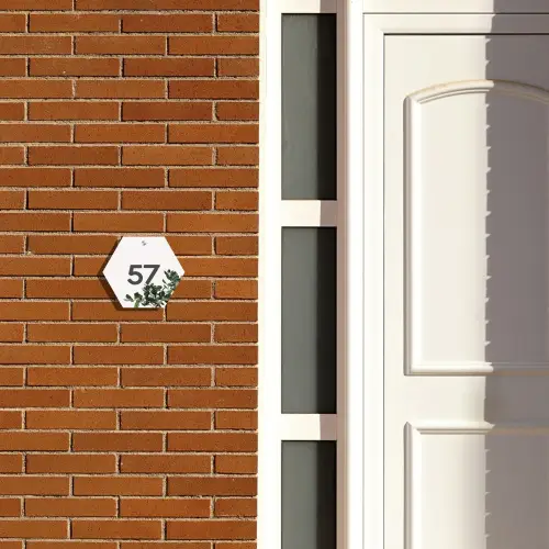 Wit met bladeren - Traditioneel Naambord Hexagon klein -sfeer3-hexagon-XS