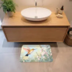 Kolibrie - Illustratie - Kleurrijk Badmat klein -sfeer1