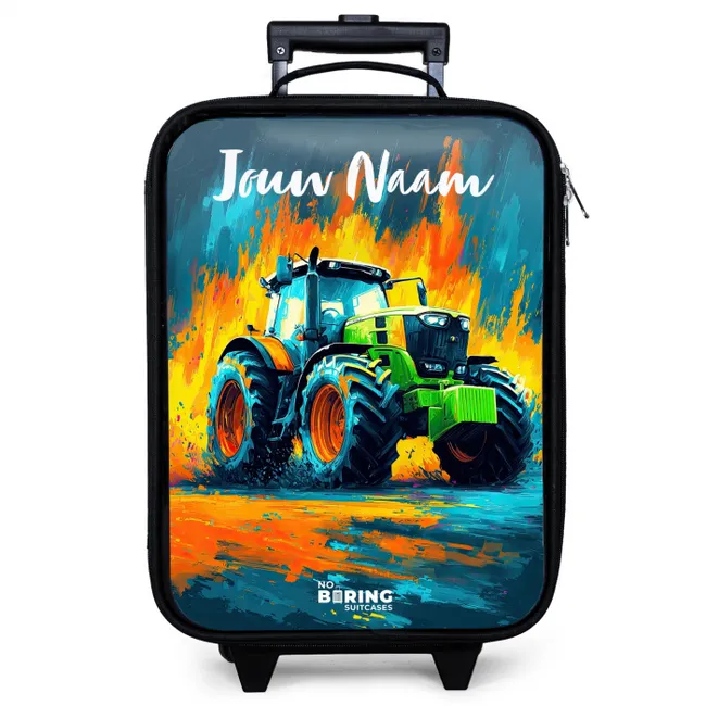 Kinderkoffer met naam - Abstract - Tractor - Groen