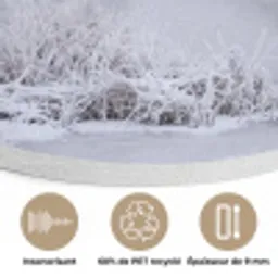 Rivier - Sneeuw - Bos - Winter - Schilderachtig Akoestische PET Vilt - Rond klein -closeup_FR