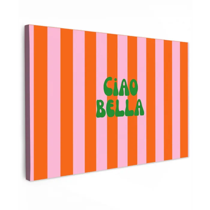 Strepen - Oranje - Verticaal - Ciao bella Tuinposter op houten frame 2 cm dik klein -3d