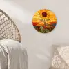 Zonnebloem - Mozaïek - Zonsondergang - Geel Wandcirkel kunststof plaat 5mm dik klein -sfeer5