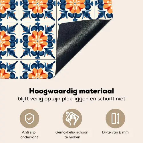 Traditioneel - Tegel - Oranje Inductie beschemer met haakjes klein 777 -ky-onderkant-nl