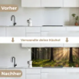 Bos - Zonlicht - Gras keuken achterwand 2 middel -voor-na_DE