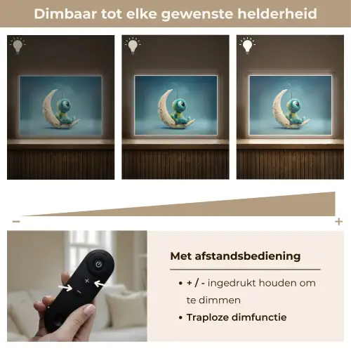 Maan - Ruimtewezen - Blauw Light Box met batterij (Wandlamp kind) middel -USP_dimbaarNL