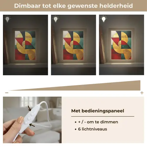 Abstract - Kerst - Goud - Rood - Groen Light Box met kabel (Tafellamp) klein -USP_dimbaarNL
