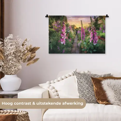 Vingerhoedskruid - Bloemen - Tuin Wandkleed katoen klein -sfeer1